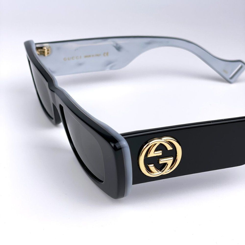 NEW Gucci GG0516S 001 Black Silver Rectangle Women Sunglasses - Picture 7 of 15